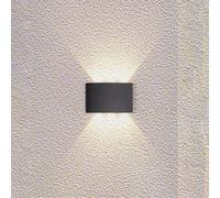 Searchlight Shadows LED outdoor wall lamp, width 18 cm, black, metal
