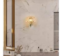 Searchlight Shell wall light, amber tinted, shell shape, glass, IP44