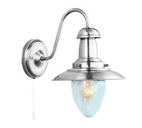 Searchlight Silver Switched Seeded Glass Shade Fisherman Wall Bracket Light New