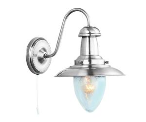 Searchlight Silver Switched Seeded Glass Shade Fisherman Wall Bracket Light New