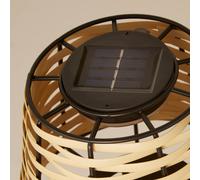 Searchlight Solar LED table lamp Dalisay, brown, rattan, 31 cm, IP44