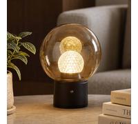 Searchlight Solis LED rechargeable table lamp, bronze, glass, 2,700 K