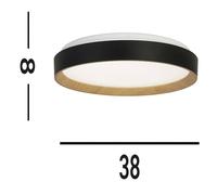 Searchlight Sorrento ceiling lamp black/wood decor Ø 38 cm Remote control