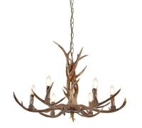 6 Lights Wooden Antler Finish Resin Living Room Ceiling Fitting Pendant Light