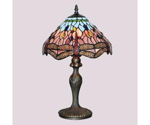Searchlight Table lamp DRAGONFLY, antique brass/coloured, height 46 cm, Tiffany
