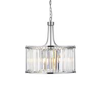Searchlight Victoria pendant light, chrome-coloured, crystal glass, 50 cm, E27
