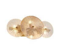 Searchlight Lighting Searchlight Wagon Wheel 6 Light Semi-Flush Wall Fitting In Bronze Finish with Amber Glass