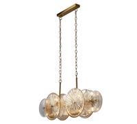 Searchlight Wagon Wheel Bar Ceiling Pendant Light - Bronze with Amber Glass