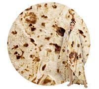 SeaRoomy Burritos Tortilla Wrap Blanket, Giant Round Soft Blanket for Adults and Kids (Brown, 90 inches)