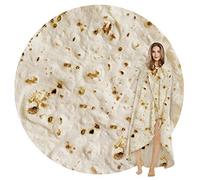 SeaRoomy Burritos Tortilla Wrap, Novelty Funny Gifts Giant Round Soft Blanket (Light Yellow, 47 inches)