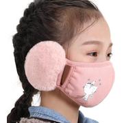 SEARUB Kids Winter Windproof Cotton Mouth Mask With Plush Earmuffs Cartoon Animal Dustproof Washable Face Cover Ear Warmers Kids Windproof Mouth Mask