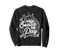 Seas The Day Bold Wave Marine Life Art Sweatshirt