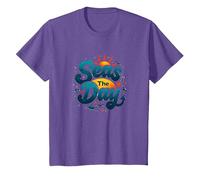 Seas The Day Funny Cruise Vacation Nautical Ocean Sun T-Shirt, Kids, Purple Heather, 6 Years