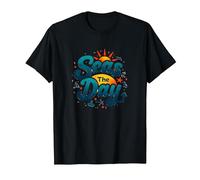 Seas The Day Funny Cruise Vacation Nautical Ocean Sun T-Shirt, Men, Black, XXL