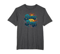 Seas The Day Funny Cruise Vacation Nautical Ocean Sun T-Shirt, Men's Big and Tall, Dark Heather Grey, 2X Tall