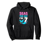 Seas The Day Im 7 Mermaid Seventh Birthday Pullover Hoodie