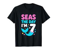 Seas The Day Im 7 Mermaid Seventh Birthday T-Shirt