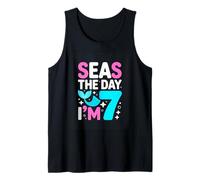 Seas The Day Im 7 Mermaid Seventh Birthday Tank Top