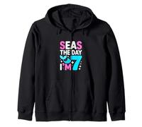 Seas The Day Im 7 Mermaid Seventh Birthday Zip Hoodie