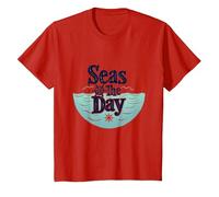 Seas The Day: Nautical Adventure for Ocean Lovers T-Shirt, Kids, Red, 4 Years