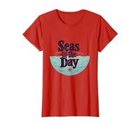 Seas The Day: Nautical Adventure for Ocean Lovers T-Shirt, Women, Red, XL