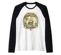 Seas the Days Retro Ocean Vacation Graphic Nautical Beach Raglan Baseball Tee