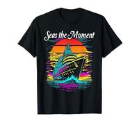 Seas the Moment Retro Sunset Style Cruise Ship Design T-Shirt