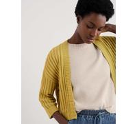 Seasalt Cornwall female Pure Cotton Ribbed Edge to Edge Cardigan - 18 - Yellow, Green,Yellow