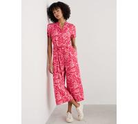 Seasalt Cornwall female Pure Linen Floral Belted Short Sleeve Jumpsuit - 14 - Pink Mix, Pink Mix
