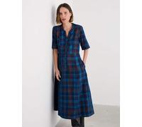 Seasalt Cornwall Pure Cotton Checked Midi Waisted Dress Blue Mix