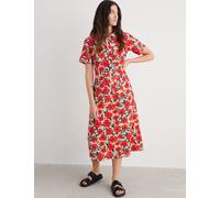Seasalt Cornwall Pure Cotton Floral Midi Shirt Dress Red Mix