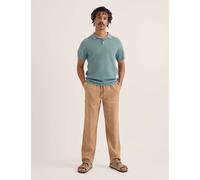 Seasalt Cornwall Pure Cotton Textured Knitted Polo Shirt Blue