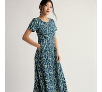 Seasalt Cornwall Short Sleeve Veronica Dress Petite TEAL MULTI SIZE 18