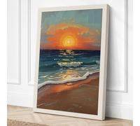 Seascape at Golden Hour Canvas Wall Art Print 36x24 Inch (91 x 61 cm)
