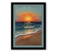 Seascape at Golden Hour Coastal Framed Wall Art Print A2 (59.4×42cm) Black, Wall Decor for Living Room, Bedroom, Office & Home, Ready to Hang, Art Gift