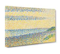 Seascape At Gravelines By Georges Seurat Classic Painting Canvas Wall Art Print Ready to Hang, Framed Picture for Living Room Bedroom Home Office Décor, 20x14 Inch (50x35 cm)