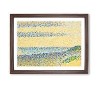 Seascape At Gravelines By Georges Seurat Classic Painting Framed Wall Art Print, Ready to Hang Picture for Living Room Bedroom Home Office Décor, Walnut A2 (64 x 46 cm)