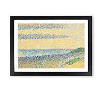 Seascape at Gravelines by Georges Seurat Framed Print | A2 Black Framed Wall Art | Ready to Hang | Modern Nature Picture | Living Room Bedroom Lounge Office