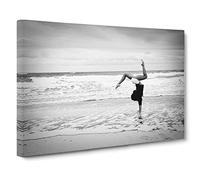 Seascape Beach Gymnastics Fitness Modern Canvas Wall Art Print Ready to Hang, Framed Picture for Living Room Bedroom Home Office Décor, 30x20 Inch (76x50 cm)