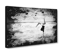 Seascape Beach Gymnastics Fitness Modern CB Canvas Wall Art Print Ready to Hang, Framed Picture for Living Room Bedroom Home Office Décor, 30x20 Inch (76x50 cm)