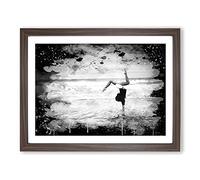 Seascape Beach Gymnastics Fitness Modern CB Framed Wall Art Print, Ready to Hang Picture for Living Room Bedroom Home Office Décor, Walnut A3 (46 x 34 cm)