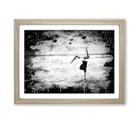Seascape Beach Gymnastics Fitness Modern CB Framed Wall Art Print, Ready to Hang Picture for Living Room Bedroom Home Office Décor, Oak A3 (46 x 34 cm)