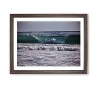 Seascape Big Sur California Wave Modern Framed Print | A4 Walnut Framed Wall Art | Ready to Hang | Modern Nautical Picture | Living Room Bedroom Lounge Office