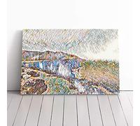 Seascape Bixby Creek Bridge Big Sur California - | Canvas Wall Art Print | Framed & Ready to Hang Picture | Modern Home Decor for Living Room, Bedroom, Kitchen or Office | 20x14 Inches