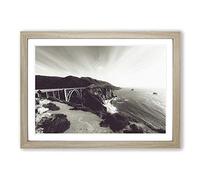 Seascape Bixby Cr ridge Big Sur California Framed Print | A2 Oak Framed Wall Art | Ready to Hang | Modern Cityscape Picture | Living Room Bedroom Lounge Office