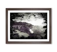 Seascape Bixby Creek Bridge Big Sur California Modern CB Framed Wall Art Print, Ready to Hang Picture for Living Room Bedroom Home Office Décor, Walnut A2 (64 x 46 cm)