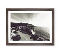 Seascape Bixby Cr ridge Big Sur California Modern Framed Print | A2 Walnut Framed Wall Art | Ready to Hang | Modern Cityscape Picture | Living Room Bedroom Lounge Office