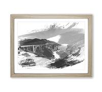 Seascape Bixby Cr ridge Big Sur California V1 Modern Framed Print | A3 Oak Framed Wall Art | Ready to Hang | Modern Cityscape Picture | Living Room Bedroom Lounge Office