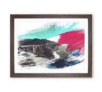 Seascape Bixby Cr ridge Big Sur California V2 Modern Framed Print | A2 Walnut Framed Wall Art | Ready to Hang | Modern Cityscape Picture | Living Room Bedroom Lounge Office