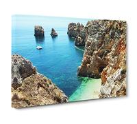 Seascape Coast Portugal No.2 Canvas Print | Gallery Wrapped 30mm Frame Wall Art | 20x14 inches | Ready to Hang | Coastal Seascape Picture | Living Room Bedroom Lounge Office